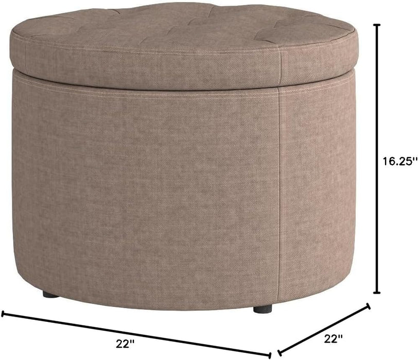 Designs4Comfort round Shoe Ottoman, Tan Fabric