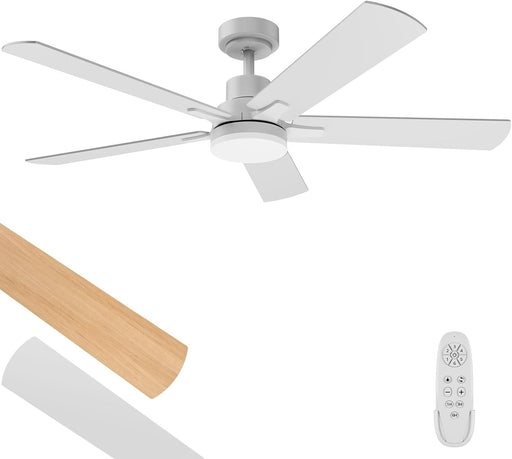 52-Inch Ceiling Fan with Lights, Remote Control, Reversible DC Motor, 3CCT Dimmable Timer, Noiseless Operation Fresh White, Ideal for Bedroom, Living Room, Indoor & Outdoor Use