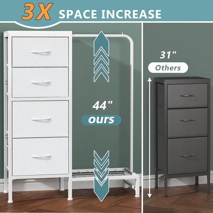 Dresser With Hanging Rack 4 Drawer White 44 Inch Tall Dresser With Hanging Rack 4 Drawer White 44 Inch Tall