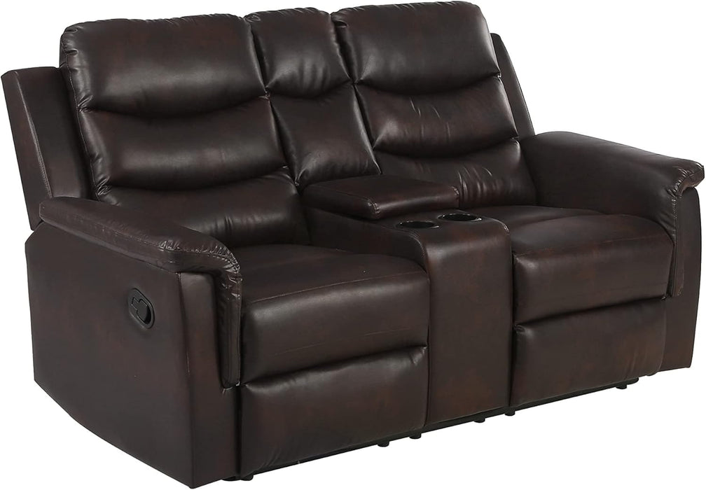 Gray Faux Leather Loveseat with Recliners