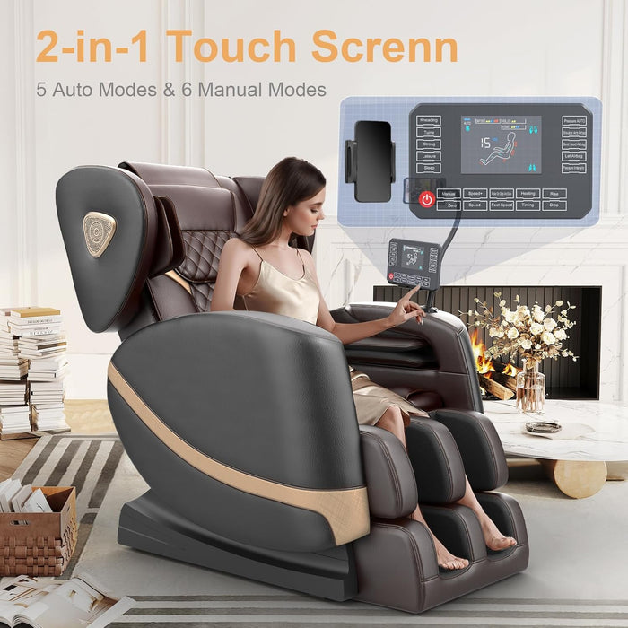 2025 Massage Chair Full Body, Zero Gravity Massage Chair with 10 Fix Rollers, Heating, Foot Massage, Auto Modes, Bluetooth Speaker, Touch Screen Controller (Upgraded Version)
