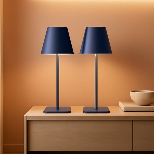 2 Pack Cordless Table Lamp,Portable LED Desk Lamp, 5000Mah Battery Operated, 3 Color Stepless Dimming Up, for Restaurant/Bedroom/Bars/Outdoor Party/Camping/Coffee Shop Night Light(Blue)