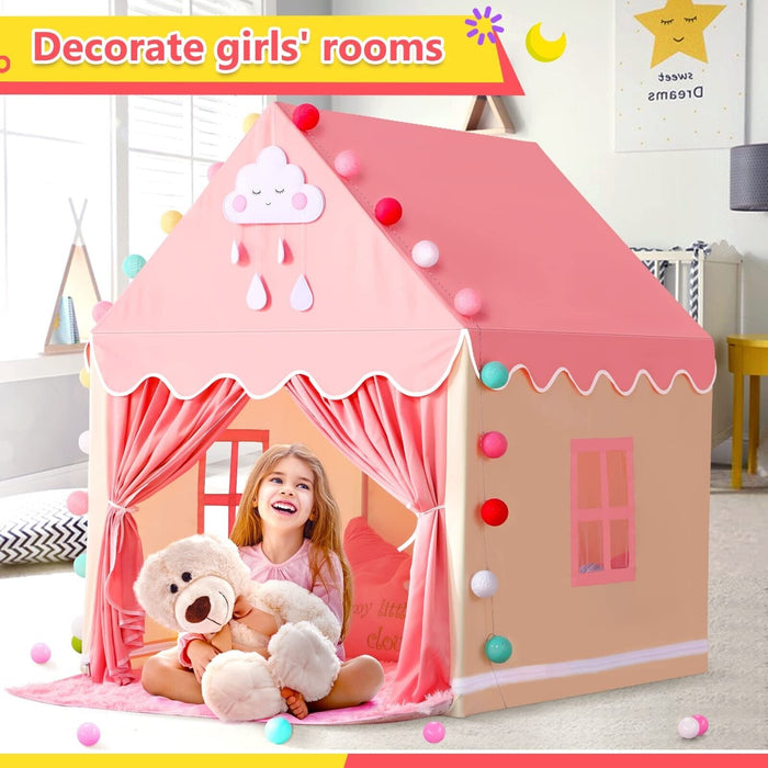 Kids Play Tent with Rug for Girls Large Fairy Playhouse for Kids Princess Cas...