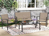 4 Pieces Patio Furniture Set, Outdoor Conversation Sets for Patio, Lawn, Garden, Poolside with a Glass Coffee Table, Brown