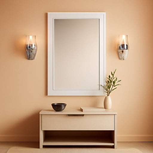 White Wood Wall Mirror for Bathroom,Rectangle Rustic 24 X 36 Inch Hanging Vanity Mirrors with Wooden Frame for Living Room,Bedroom,Entryway (24X36 Inch, White)