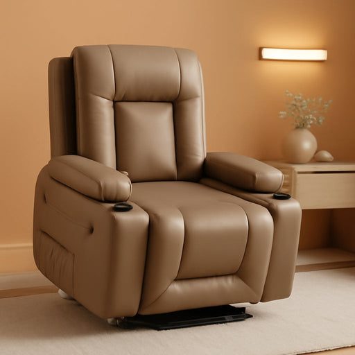 Power Lift Recliner Chair - Heat and Massage, Adjustable Back and Legs, PU Leather Electric Lift Chair Designed for the Elderly and People with Mobility Impaired