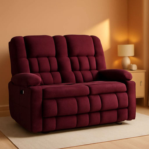 57" Power Loveseat Recliner, Electric Reclining Loveseat Sofa with Heat and Vibration, Cupholders, USB Charge Ports for Living Room 6314 (Burgundy, Loveseat)
