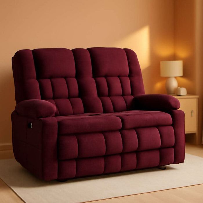 57" Power Loveseat Recliner, Electric Reclining Loveseat Sofa with Heat and Vibration, Cupholders, USB Charge Ports for Living Room 6314 (Burgundy, Loveseat)