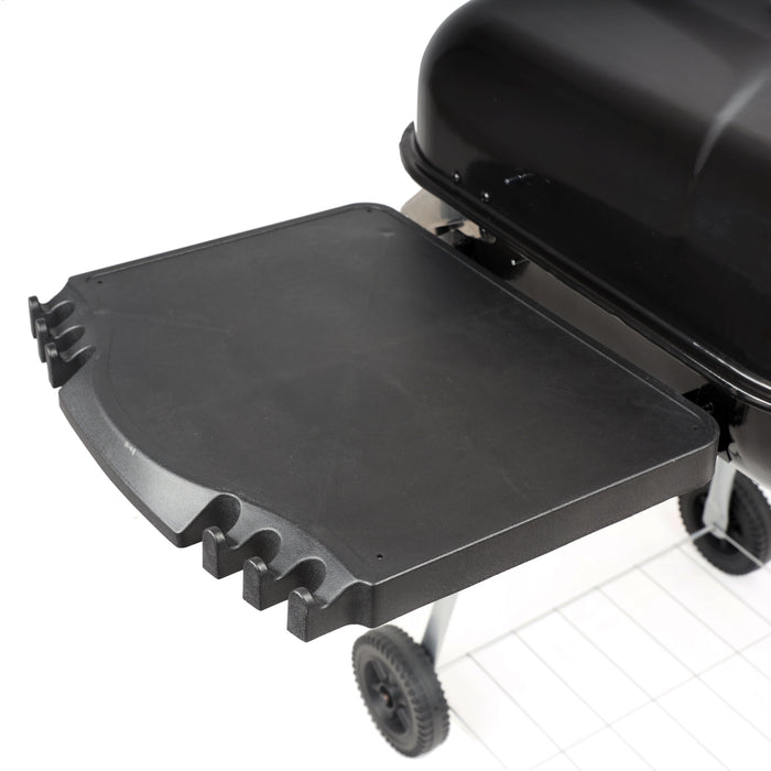 22" Square Steel Charcoal Grill with Foldable Side Shelf, Black