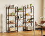 Triple 4 Tier Bookshelf, Large Bookcase with 11 Open Display Shelves, Modern Industrial Book Shelves Book Case for Bedroom, Wide Standing Shelving Unit for Living Room Home Office, Vintage