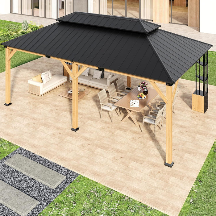 12x20 Hardtop Gazebo Wood Outdoor Pavilion Lockers