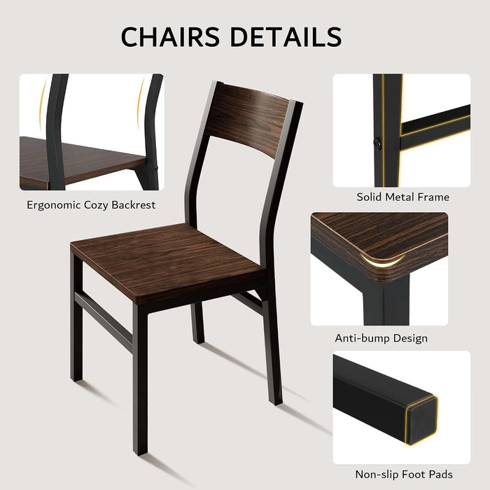 7 Pieces Dining Table & Chairs Set for 4-6, 63" Extendable Kitchen Table and 6 Chairs, Dining Room Table with MDF Board & Metal Frame, Perfect for Small Space, Easy Clean, Espresso