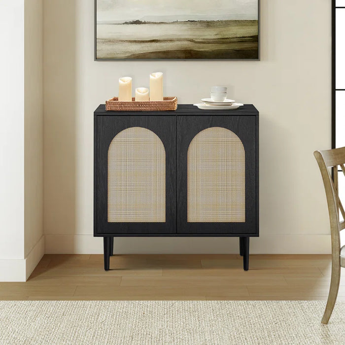 Emily 30.2'' 2 - Rattan Door Accent Cabinet with Solid Wood Legs