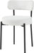 Modern Dining Room Chairs, Mid-Century round Upholstered Boucle Kitchen Dining Chairs with Black Metal Legs (2, White)