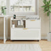Lateral File Cabinet with Fluted Drawers, White Wooden Office Cabinet with Storage, Rolling Printer Stand with Drawers, Mobile File Cabinet for Home Office, Fits A4/Letter/Legal Files