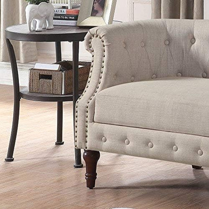 Beige Chesterfield Loveseat: Classic, Elegant Design