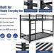 Twin over Twin Low Profile Metal Bunk Bed for Kids & Teens | 53.9" Low Profile, 400 Lbs Each Bunk, 12.8" Guardrails, Quiet Steel Frame, No Box Spring