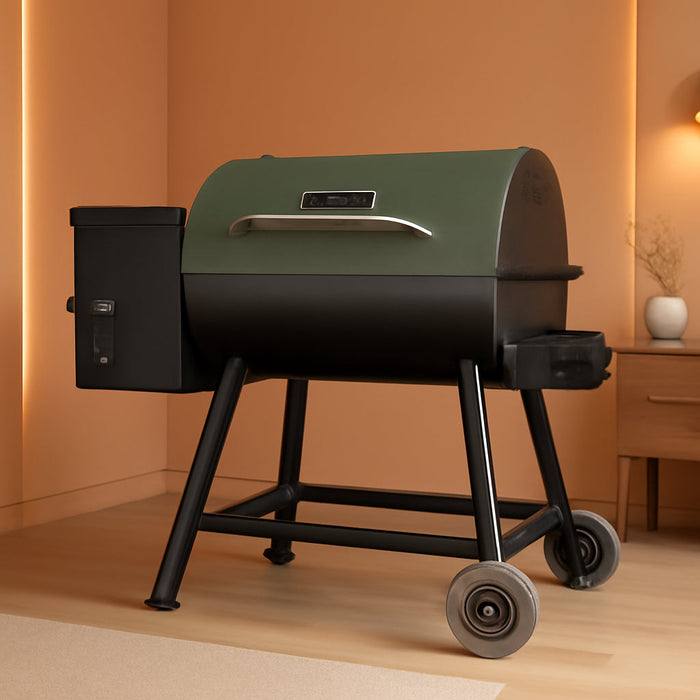 Wood Pellet Grill & Smoker 8-In-1 Pellet Grill with Automatic Temperature Control, & Rain Cover 456 Sq in Area for Backyard Camping Outdoor