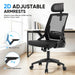 High Back Mesh Office Chair with Adjustable Headrest, Black
