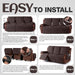 Waterproof Recliner Sofa Cover, Non-Slip Reclining Couch Covers for 3 Seat, Recliner Couch Cover Furniture Protector with Elastic Straps for Pets, Kids, Chocolate