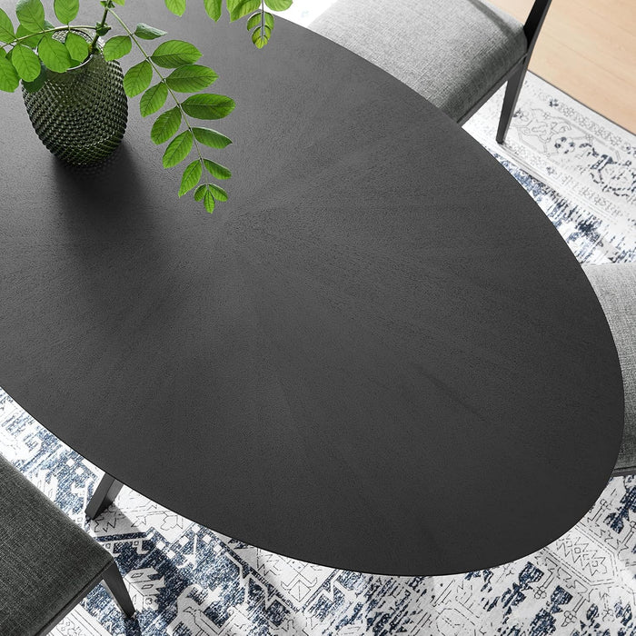 Crossroads 71" Oval Wood Dining Table, Wood Veneer, Seats 6, Easy to Assemble in Black