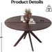 47.2" Solid Wood round Dining Kitchen Table for 4-6 People with Intersecting Pedestal Base