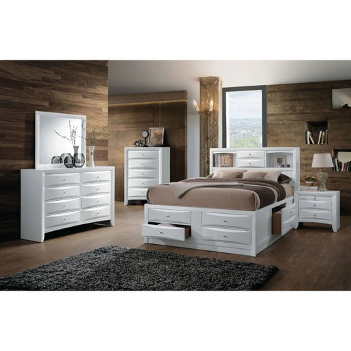 Furniture Ireland Wood 5-Piece Bedroom Set Bed W/Storage, Chest, Dresser, and 2 Nightstands