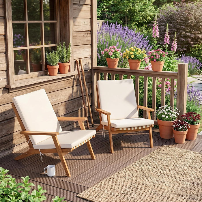 Adirondack Chairs Set of 2, PE Leather Outdoor Chairs with Cushions