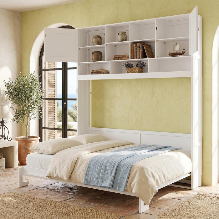 Queen Murphy Wall Bed With HydraulicLiftStorageCabinet