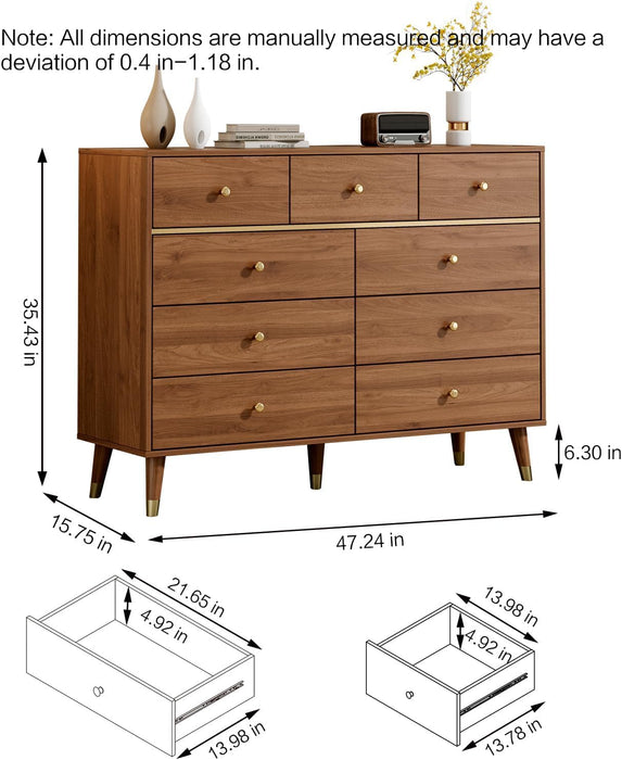 Modern Chest of Drawers with 6 Drawers,Deep Drawers,Clothes Organizer,Large Storage Cabinet for Living Room, Bedroom,Hallway,With Anti-Tipping Device,Brown