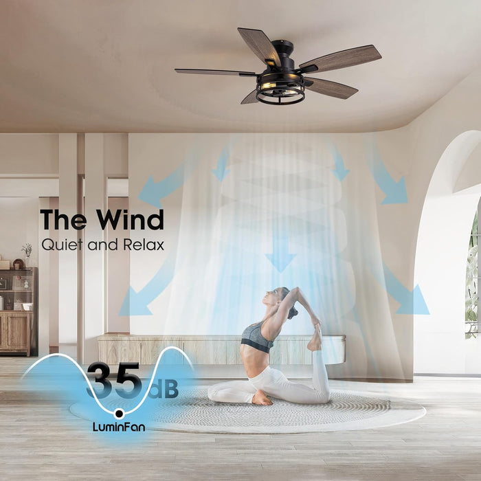 Industrial Black Ceiling Fan With Advanced Lighting
