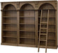 Traditional 8' Tall Wood Bookcase Wall with Ladder Office Bookcase Brown