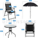 6 Piece Patio Dining Set with Umbrella, Outdoor Furniture Set with 4 Folding Chairs and Tempered Glass Top Dining Table Fot Lawn Backyard Garden Porch Black