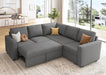  Dark Grey Sectional Sofa Bed Modular, L-Shaped, Storage