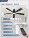 52 Inch Ceiling Fans with Lights, Smart Flush Mount Ceiling Fan and Remote APP, Modern Low Profile, 3CCT 20W LED with 6-Speeds Quiet Reversible Motor for Bedroom, Living Room, Kitchen, Black
