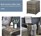 3 Piece Patio Furniture Set, PE Rattan Wicker Storage Table and Chairs W/Tufted Cushions for Outdoor Garden, Backyard, Poolside, Balcony, Gray