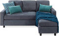 Blue/Gray Sectional Sofa with Chaise Lounge