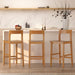 Wood Bar Stools Set of 3, Counter Height Barstools Armless Farmhouse Wooden Bar Dining Chairs with Back & Footrest for Kitchen Island Cafe Pub, Dark Oak