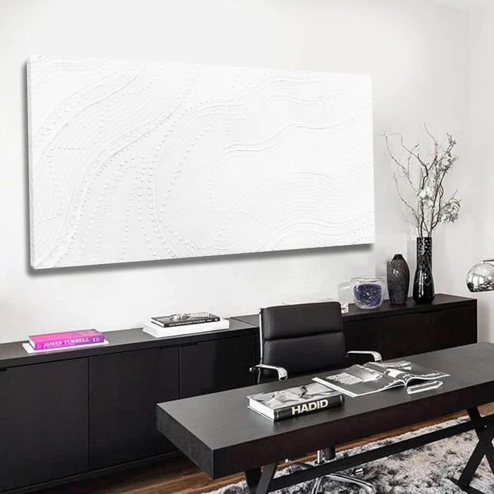 White Abstract Canvas Wall Art for Living Room Minimalist Home Decor Textured Wall Decor Line Art Oil Painting for Bedroom Dining Room 24X48 Inch