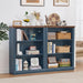 43" Blue Bookshelf, 3 Tier Farmhouse Small Wooden Book Shelf