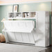 Queen Size Murphy Bed Wall Chest with Closet and Storage Drawers,Wood Hideaway Platform Bedframe Can Be Folded,Easy Assembly,For Kids Bedroom,Student Dorms,White