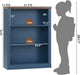 43" Blue Bookshelf, 3 Tier Farmhouse Small Wooden Book Shelf