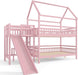Pink FullOverFullBunkBed PlayhouseWithStairs Storage