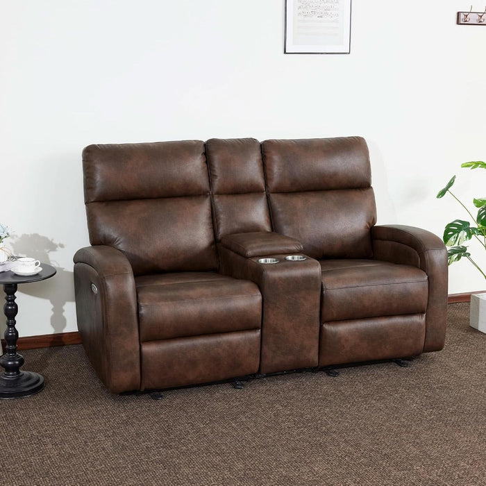 65.7" Zero Wall Recliner Loveseat with Console, 2-Seat Power Wall Hugger Sofa with Cup Holders, USB & Type-C Dual Charge Ports, for Living Room, RV PR646M2 (Dark Brown, Loveseat with Console)