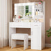 Vanity Desk with Mirror and LED Lights,Vanity Desk with 3 Drawers & 3 Storage Shelves,Vanity Table with Chair,Three Adjustable Lighting Modes,Bedroom Vanity,White