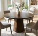 39” round Solid Wood Dining Table for 4-5 People, Modern Pedestal Small Kitchen Table Circle Tabletop with Walnut Wood Grain Finish, Saving Space, Walnut