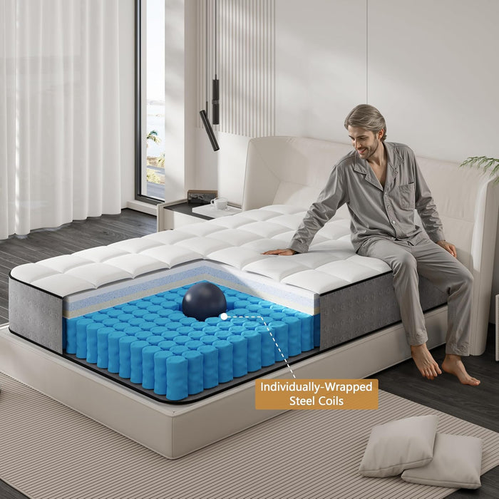 Twin Mattress, 8 Inch Hybrid Cool Memory Foam Twin Size Mattress in a Box