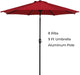 9Ft Enhanced Aluminum Umbrella W/ Tilt and Crank, Red