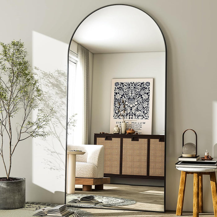 -30X71 Inch Wall Mount Arched Full Length Mirror-Aluminum Alloy Frame High Definition-Full Body Mirror for Bedroom or Living Room,Black