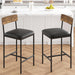 Bar Stools Set of 2, Upholstered Bar Chairs with Back, 25.5 Inches Kitchen Bar Stools with Footrest, Thick Cushion, Counter Height Barstools for Island, Counter Bar, Easy Assembly, Rustic Brown